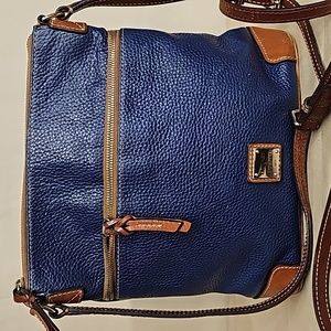 Dooney & Bourke Navy Blue Leather Crossbody with Brown Trim